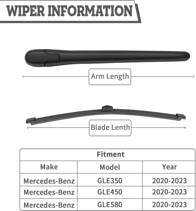 HODEE Rear Wiper Arm Blade Nut Set Replacement for Mercedes-Benz GLE53 GLE63 AMG,GLE350,GLE450,GLE580 W167 2020-2023,Back Windshield Wiper Assembly with Window Wiper Cap Cover Accessories - Image 2